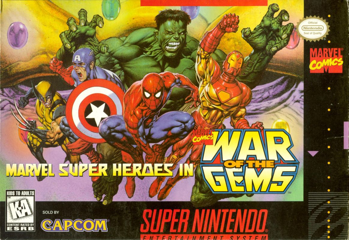 Marvel Super Heroes: War of the Gems box art for Super Famicom